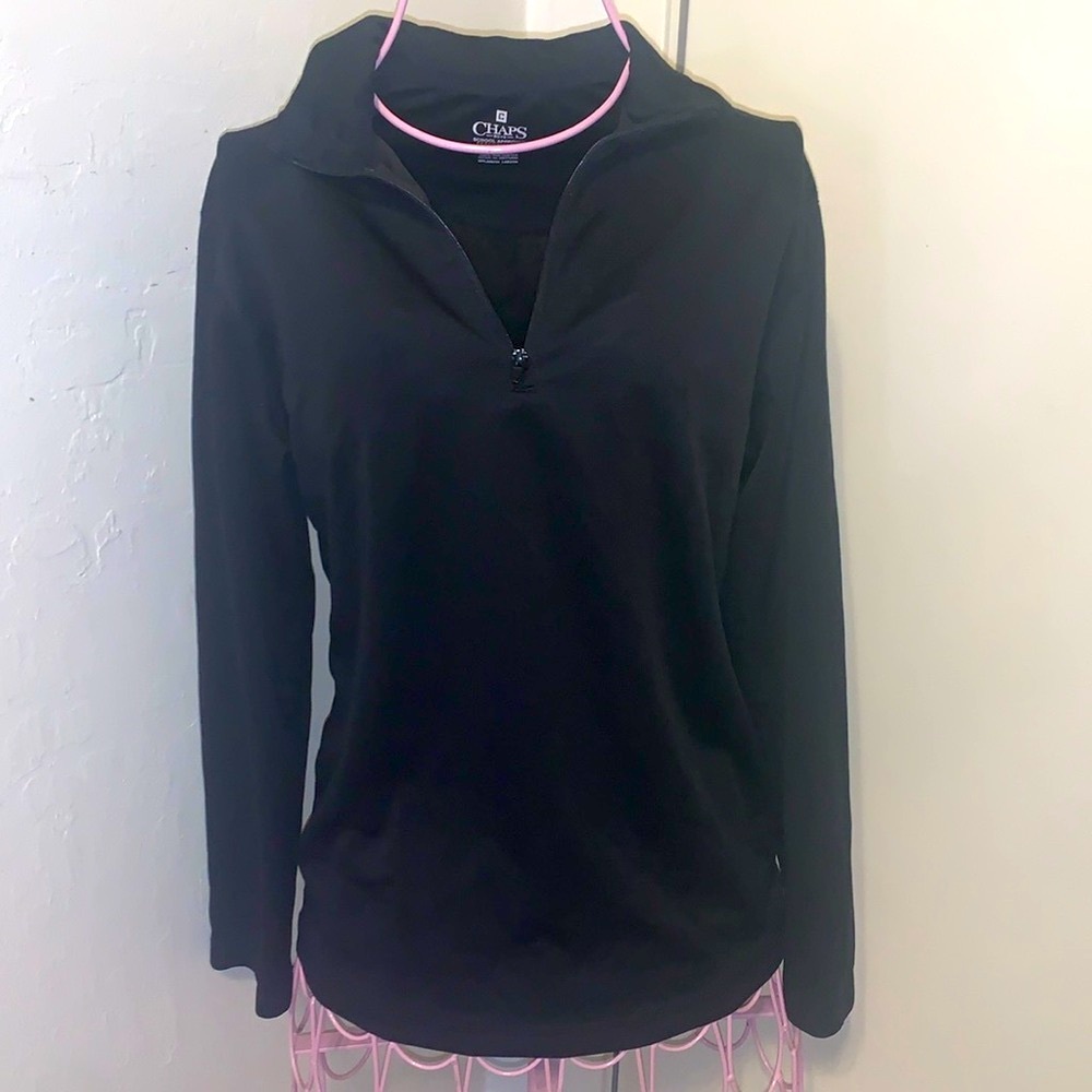 Kids Boys Chaps School Approved Black L/S half zip up shirt- Medium (10-12)